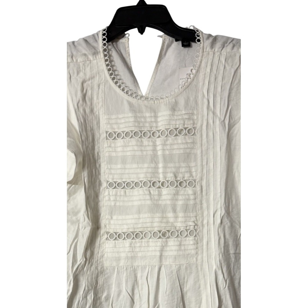 NWT Ann Taylor Womens Short Sleeve White Pullover Top Blouse Shirt Size Large - Picture 6 of 10